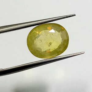 3.40 Cts Yellow Sapphire Natural Bangkok Gemstone Oval Cut 10.2*8.2 MM YS595