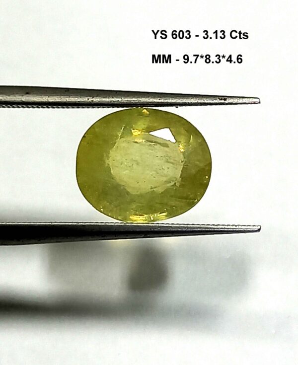3.13 Cts Oval Cut Natrual Bangkok Yellow Sapphire Gemstone 9.7*8.3 MM YS603