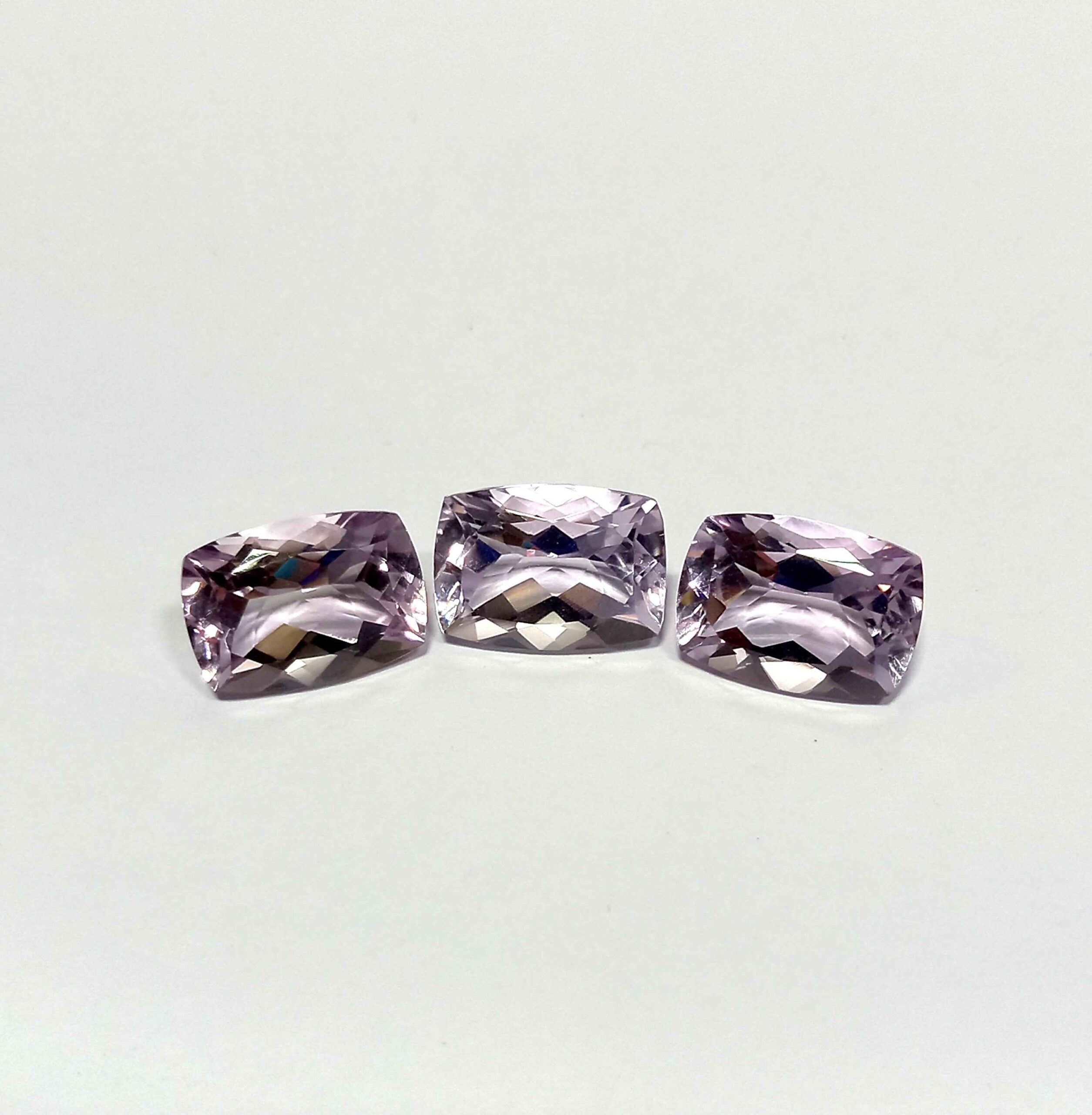 19.60 Cts 3 Pcs Natural Brazil Rose de France Amethyst Gemstone Cushion Cut 14*9.9 MM AM572