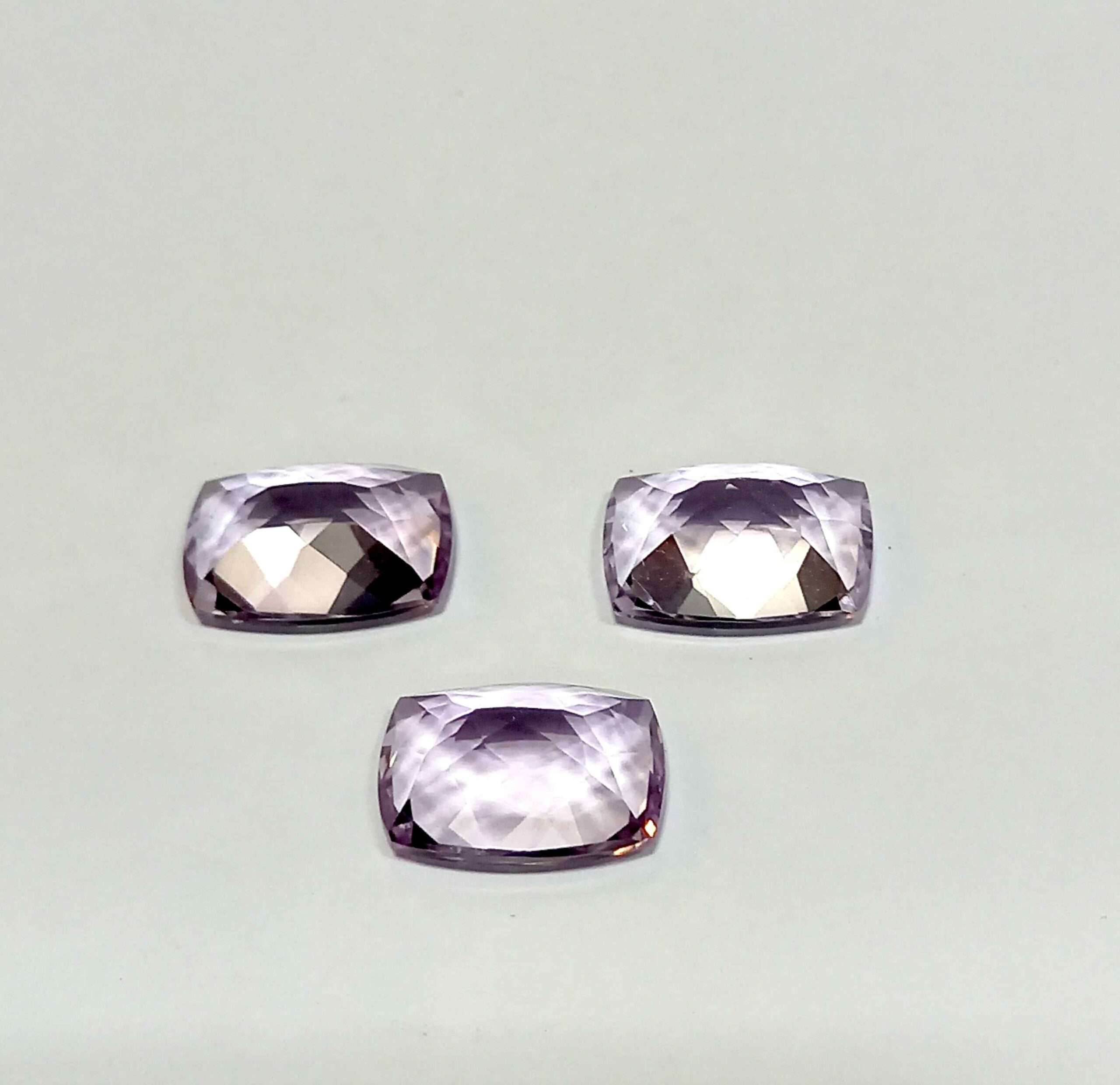 19.60 Cts 3 Pcs Natural Brazil Rose de France Amethyst Gemstone Cushion Cut 14*9.9 MM AM572