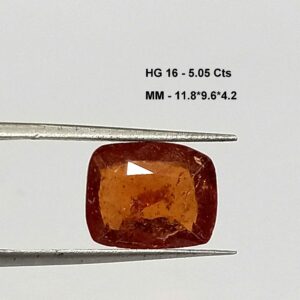 5.05 Cts Cushion Cut Natural Sri Lanka Hessonite Garnet Gemstone 11.8*9.6 MM HG16