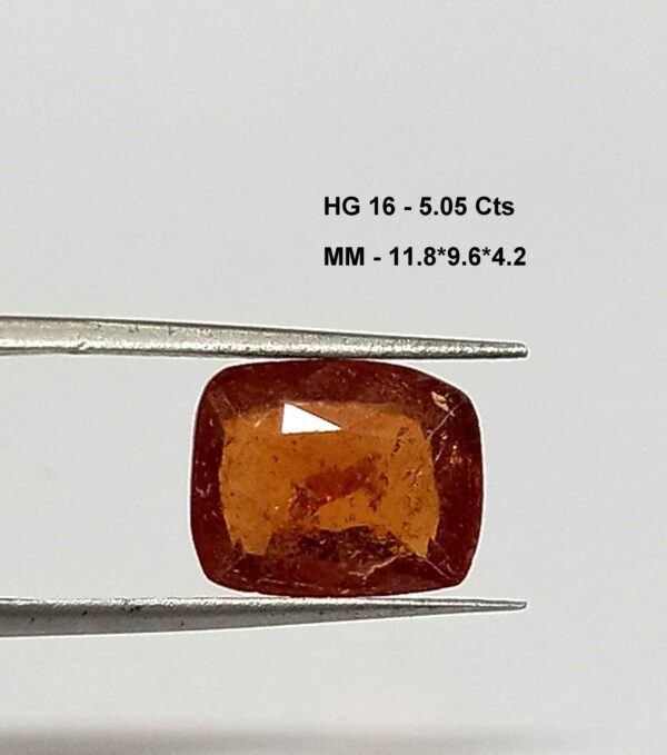 5.05 Cts Cushion Cut Natural Sri Lanka Hessonite Garnet Gemstone 11.8*9.6 MM HG16