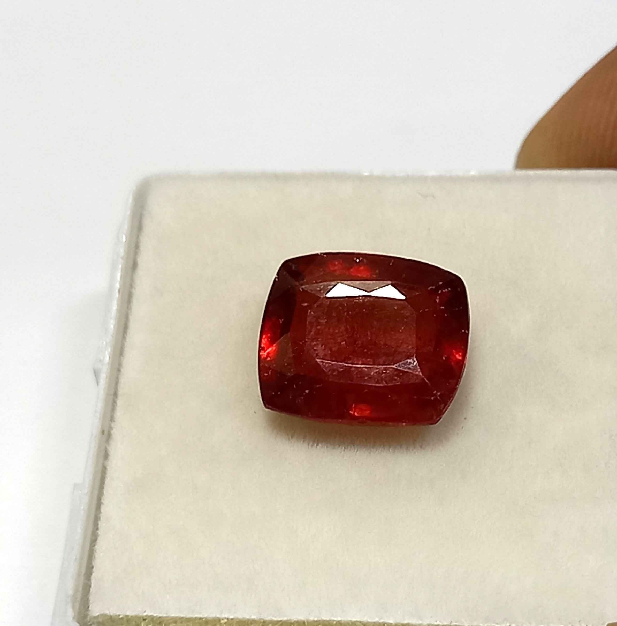 4.40 Cts Hessonite Garnet Natural Sri Lanka Gemstone Cushion Cut 10.0*8.8 MM HG15