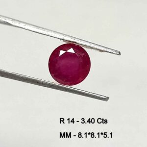 3.40 Cts Ceylon Red Ruby Gemstone Round Cut 8.1*8.1 MM R14