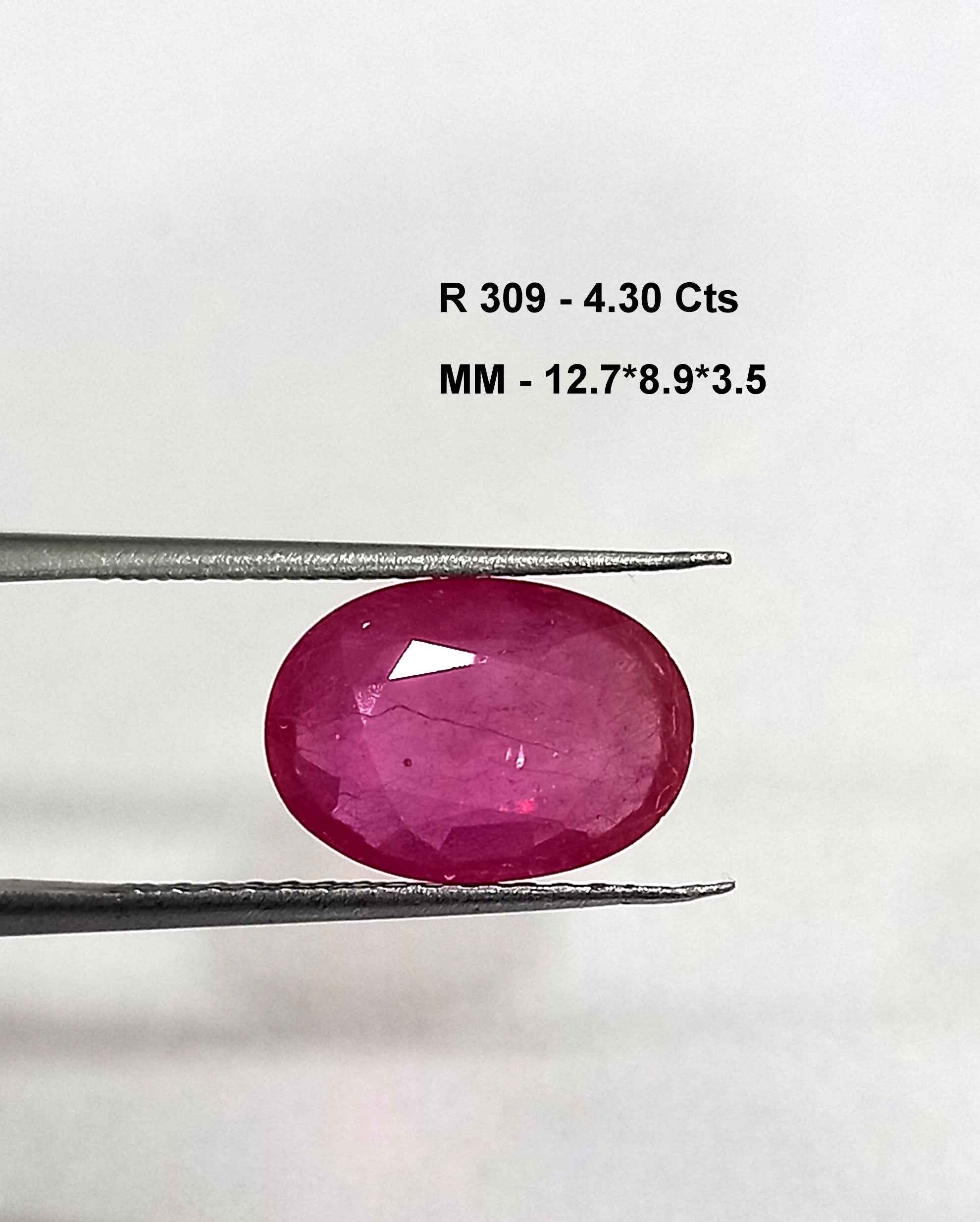 4.30 Cts Natural Burmese Red Ruby Gemstone Oval Cut 12.7*8.9 MM R309 - Natural Burmese Red Ruby