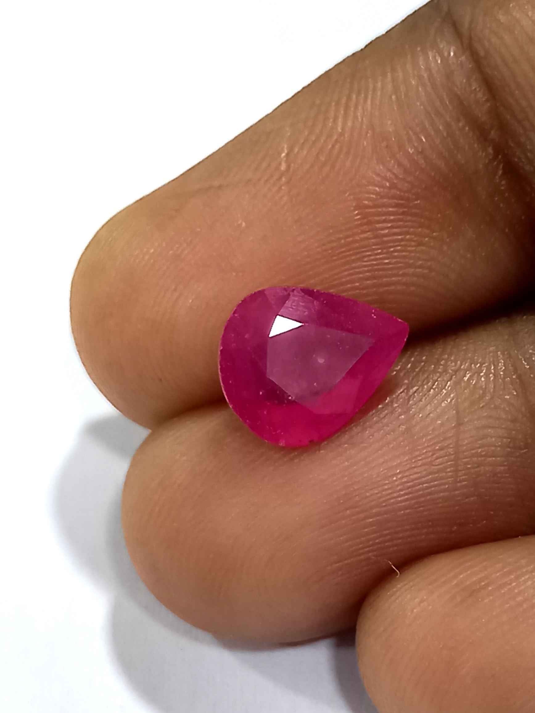 2.07 Cts Natural Mozambique Red Ruby Pear Cut 9.2*7.5 MM R313 - Natural Mozambique Red Ruby 2.07 Cts