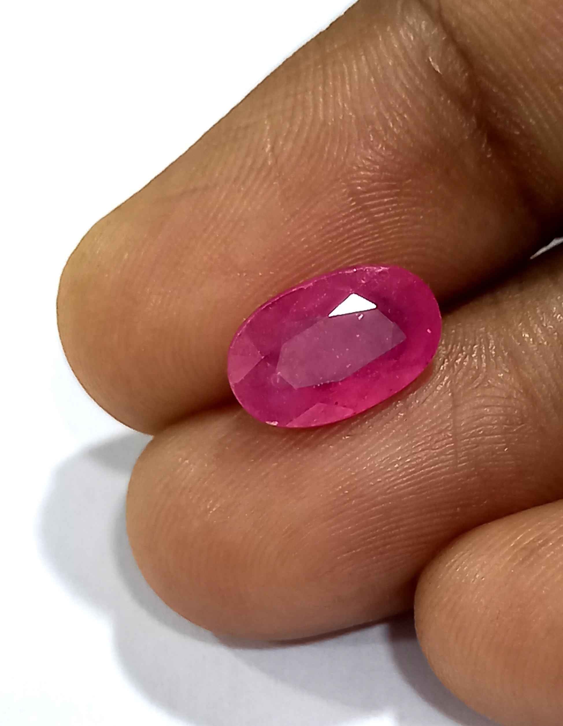 NaturalRubyGemstone5_598e298d-e853-4090-8096-2bbbe48a43d4 2.73 Cts Natural Mozambique Ruby Gemstone Oval Cut 10.5*6.7 MM R308