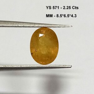 2.25 Cts Yellow Sapphire Natural Bangkok Gemstone Oval Cut 8.5*6.5 MM YS571