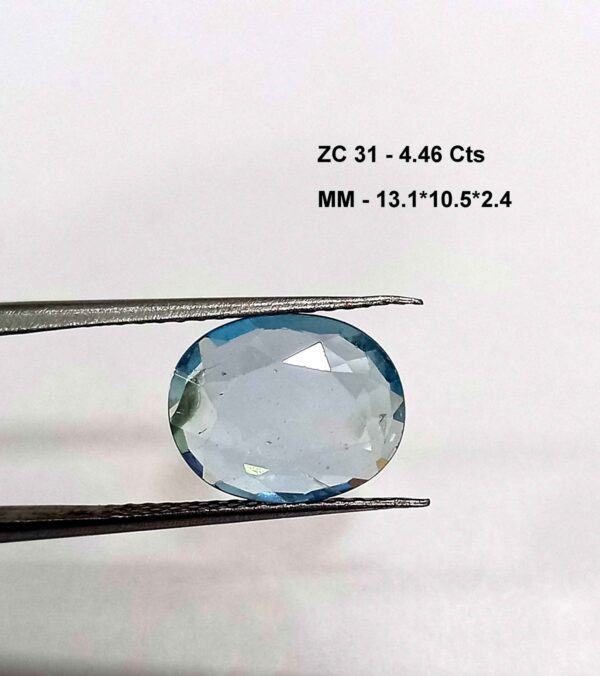 4.46 Cts Cambodian Blue Zircon Gemstone Oval Cut 13.1*10.5 MM ZC31