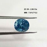 2.96 Cts Natural Cambodian Zircon Blue Gemstone Oval Cut 7.6*6.7 MM ZC59