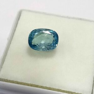 3.56 Cts Natural Cambodian Zircon Blue Gemstone Oval Cut 8.9*6.8 MM ZC34