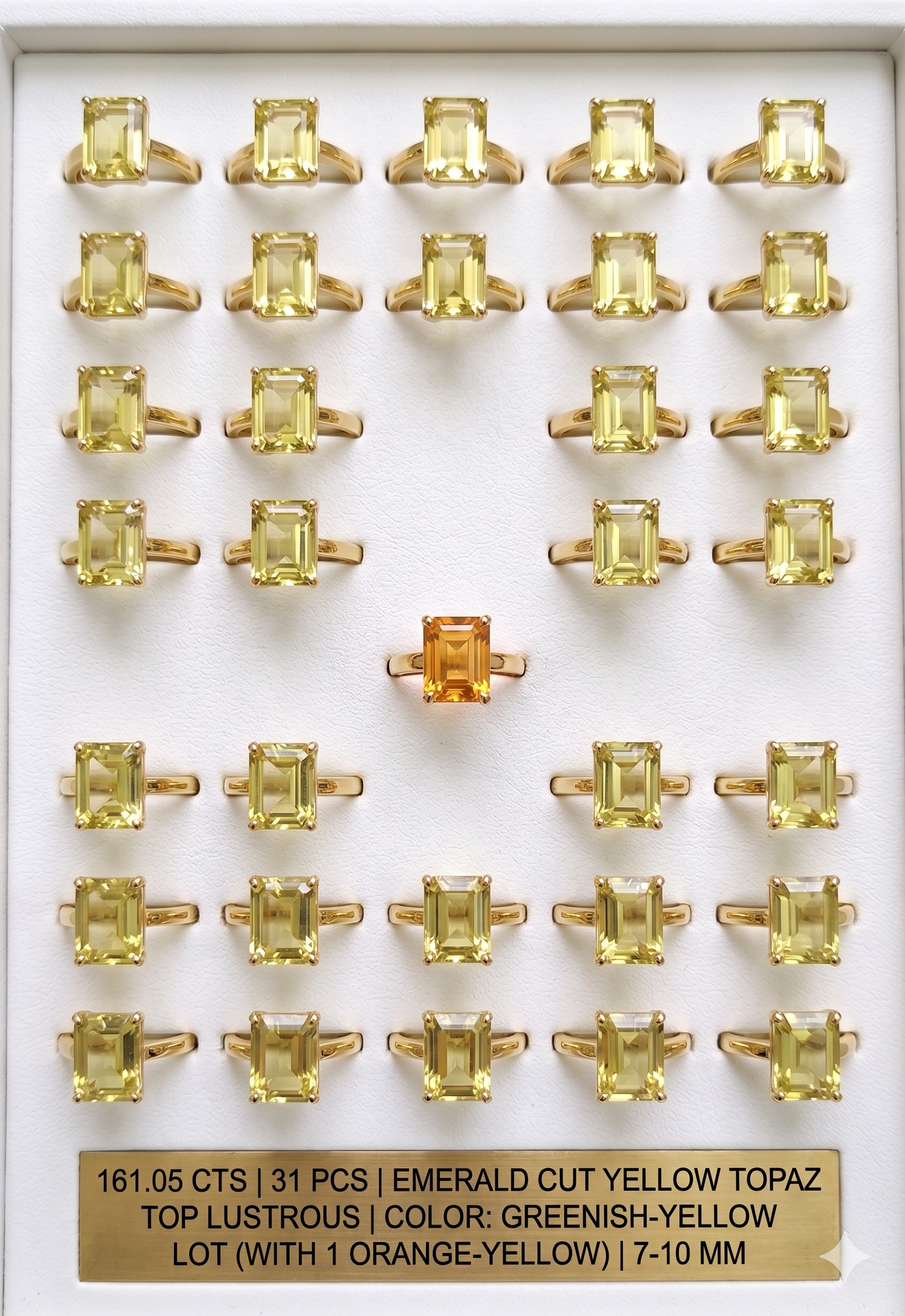 Yellow Topaz Gemstones Lot 31 Pcs 161.05 Cts Emerald Cut 7-10 MM - Image 6
