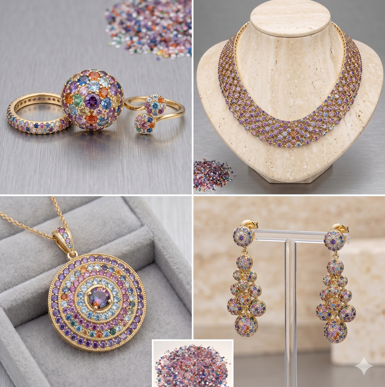 Multi-Color Cubic Zirconia Round Cut Gemstones 404.65 Cts 3500 Pieces 2-4mm - Image 7
