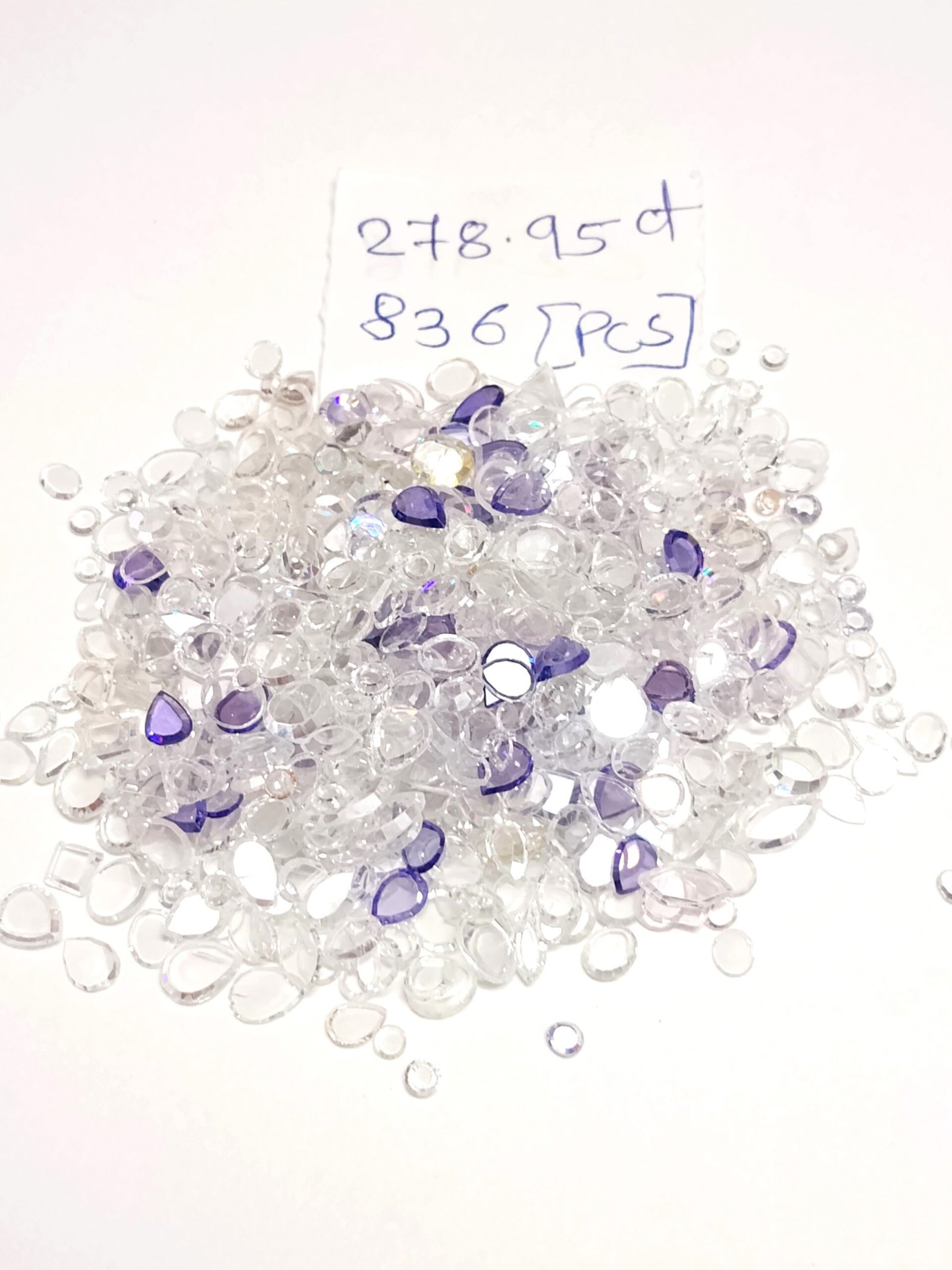 White Purple Synthetic CZ Stones Polki