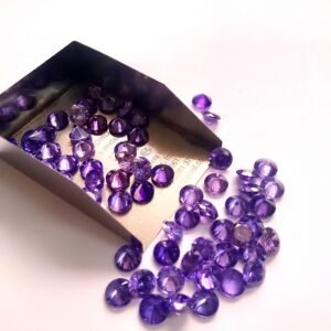 Purple Cubic Zirconia Round Cut Gemstones