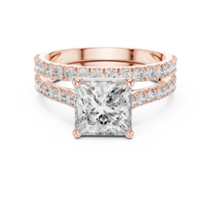 2.46 Cts Princess Cut Certified Lab Grown Gold Diamond Ring