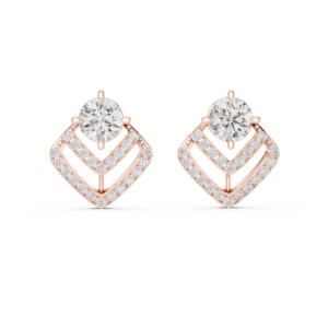 3.41 Cts Solitaire Round Cut Lab Grown Diamond Earrings | Gold Stud Tops ER -9