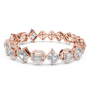 12.04 Cts Emerald Cut Lab Grown Gold Diamond Bracelet