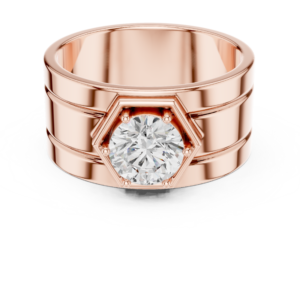 1.42 Cts Round Cut Lab Grown Diamond Gold Men's Ring GR-10