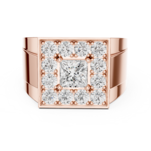2.32 Cts Princess Cut Lab Grown Gold Diamond Men's Ring