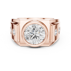 3.66 Cts Round Cut Lab Grown Gold Diamond Men's Ring