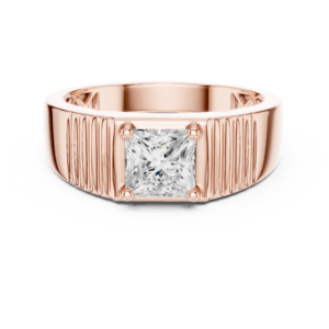 0.78 Cts Princess Cut Lab Grown Diamond Gold Men's Ring