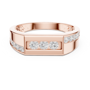 0.54 Cts Round Cut Lab Grown Diamond Gold Men's Ring