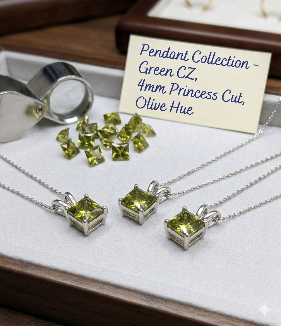 Green Synthetic CZ Stones 16.40 Cts 31 Pcs Princess Cut 4mm - Image 5