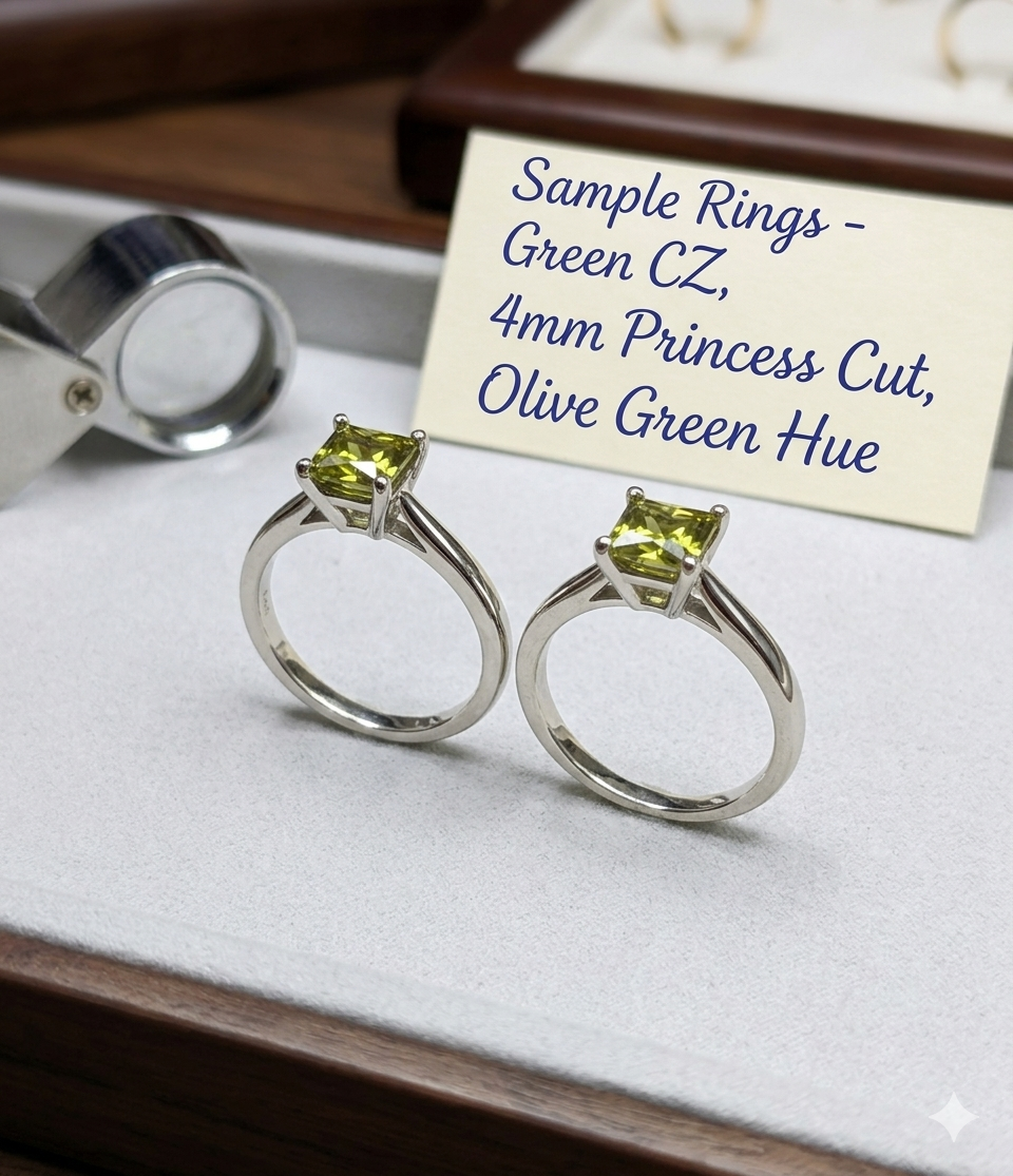 Green Synthetic CZ Stones 16.40 Cts 31 Pcs Princess Cut 4mm - Image 6
