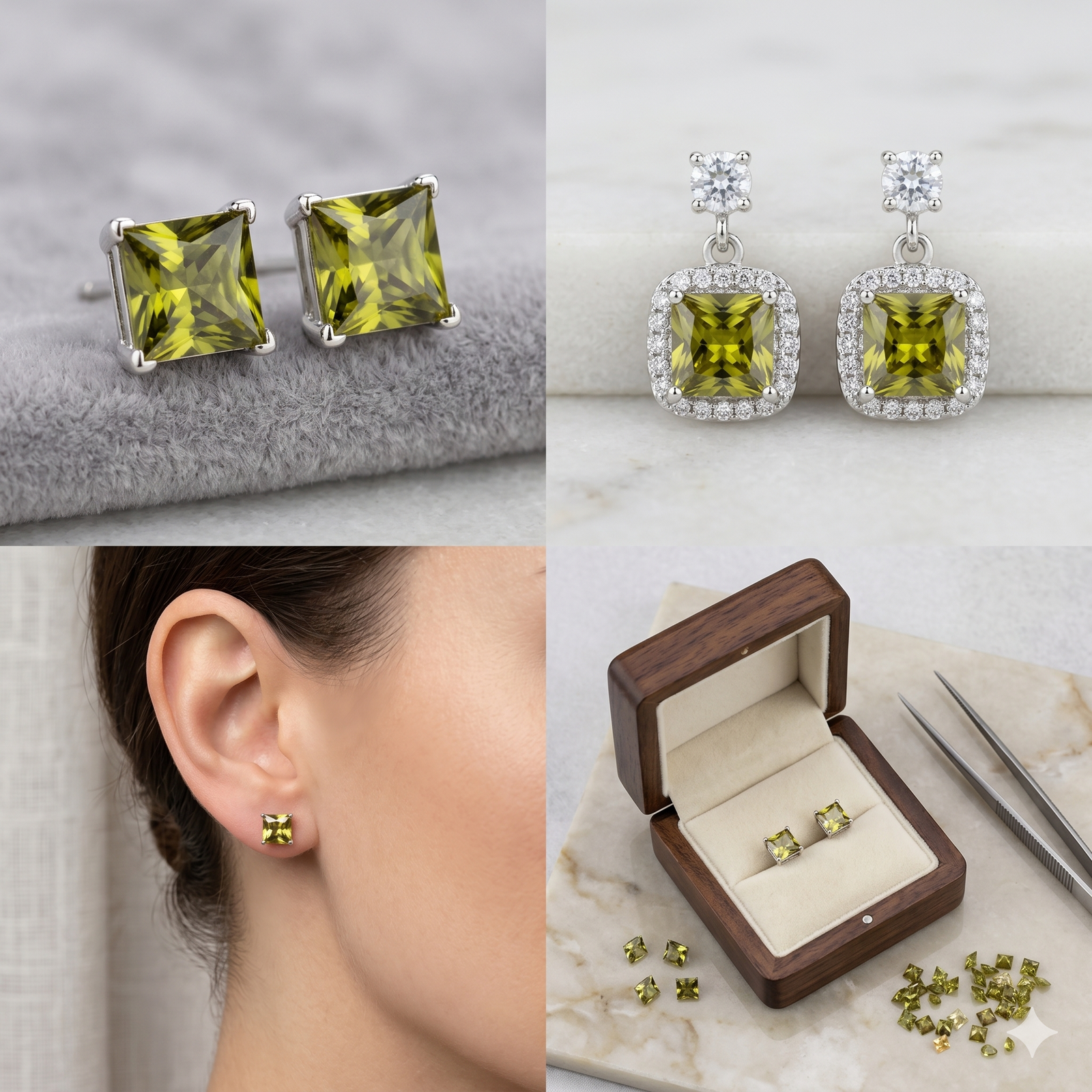 Green Synthetic CZ Stones 16.40 Cts 31 Pcs Princess Cut 4mm - Image 7