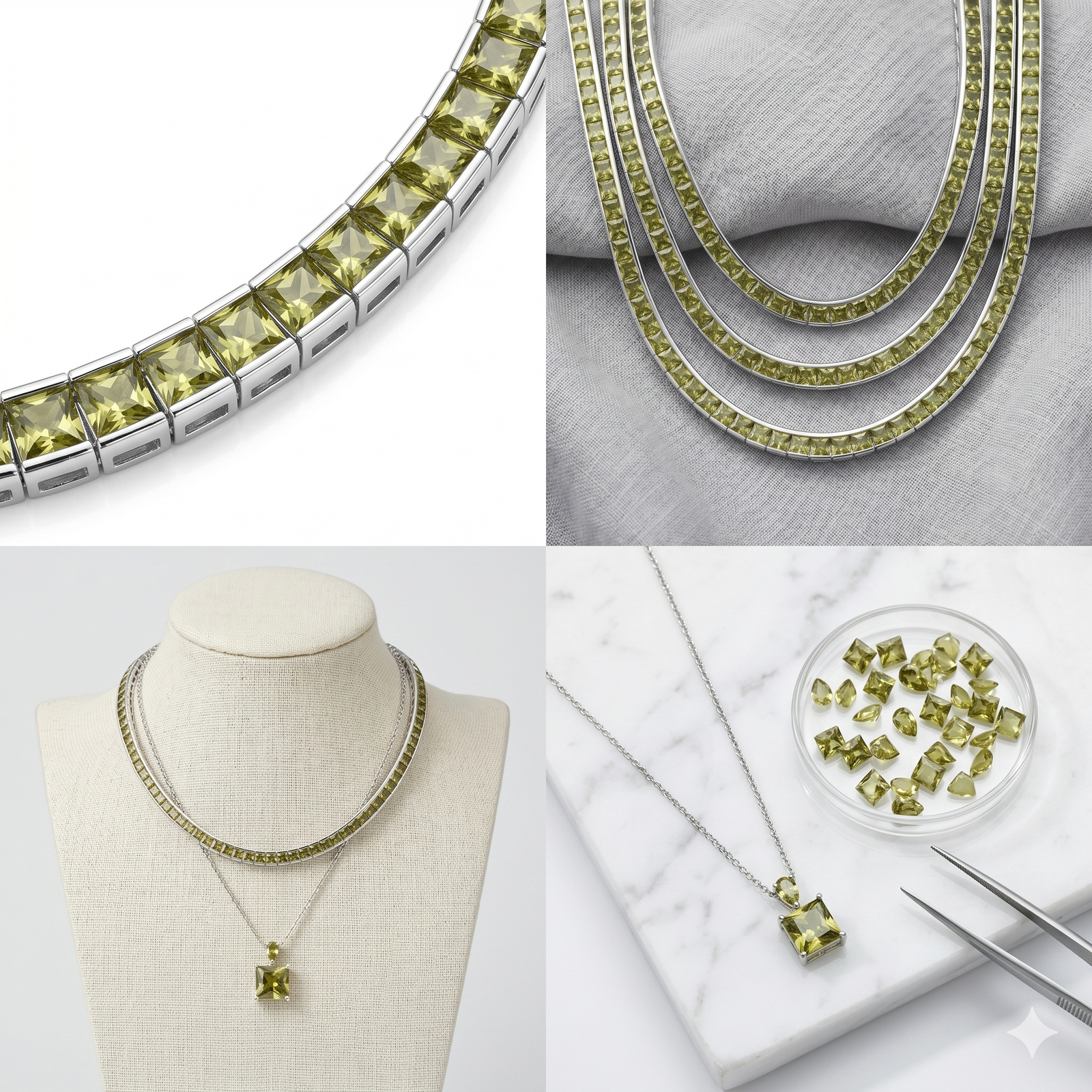 Green Synthetic CZ Stones 16.40 Cts 31 Pcs Princess Cut 4mm - Image 9