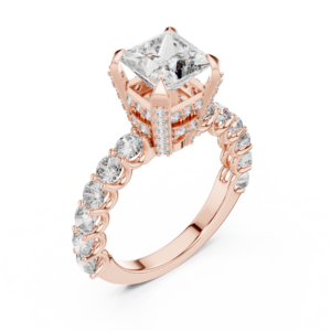 Certified Lab Grown Diamond Ring 3.76 Ct Princess Cut Gold LR-5
