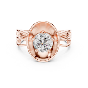 1.00 Cts Round Cut Certified Lab Grown Gold Diamond Ring