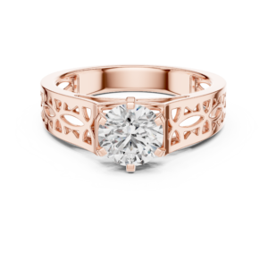 1.00 Cts Round Cut Certified Lab Grown Gold Diamond Ring