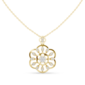 0.83 Cts Round Cut Lab Grown Diamond Gold Pendant