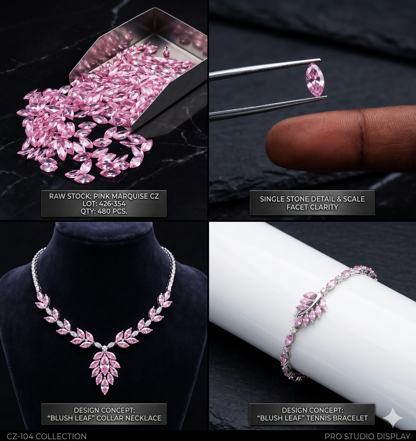 Pink Marquise Synthetic CZ Gemstones 426.35 Cts 480 Pcs - Image 5