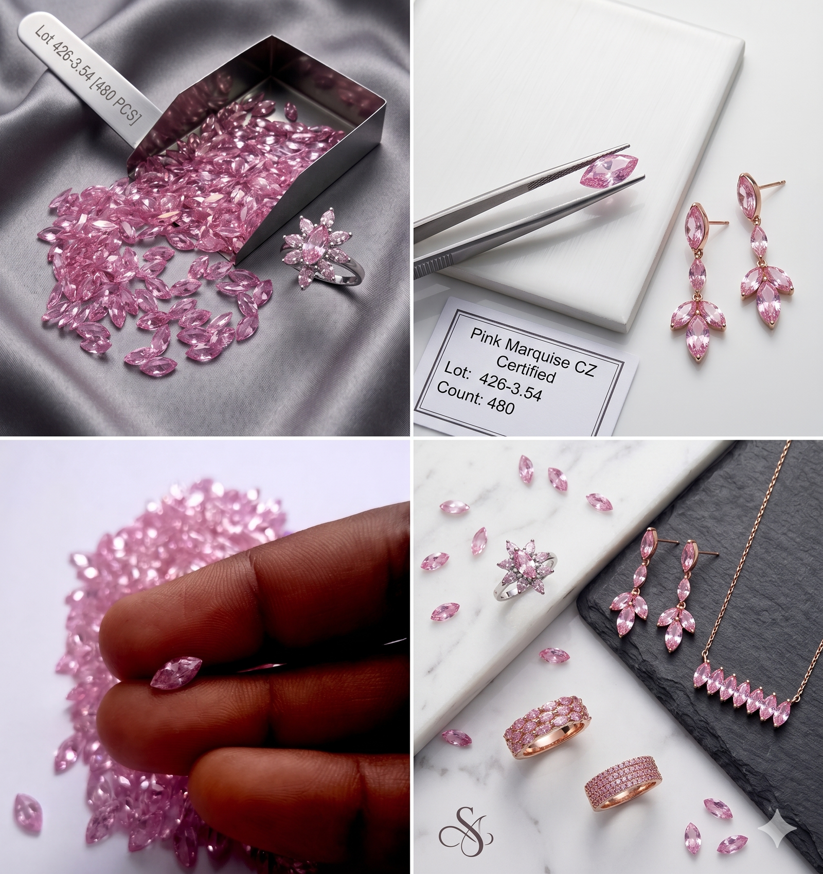 Pink Marquise Synthetic CZ Gemstones 426.35 Cts 480 Pcs - Image 9