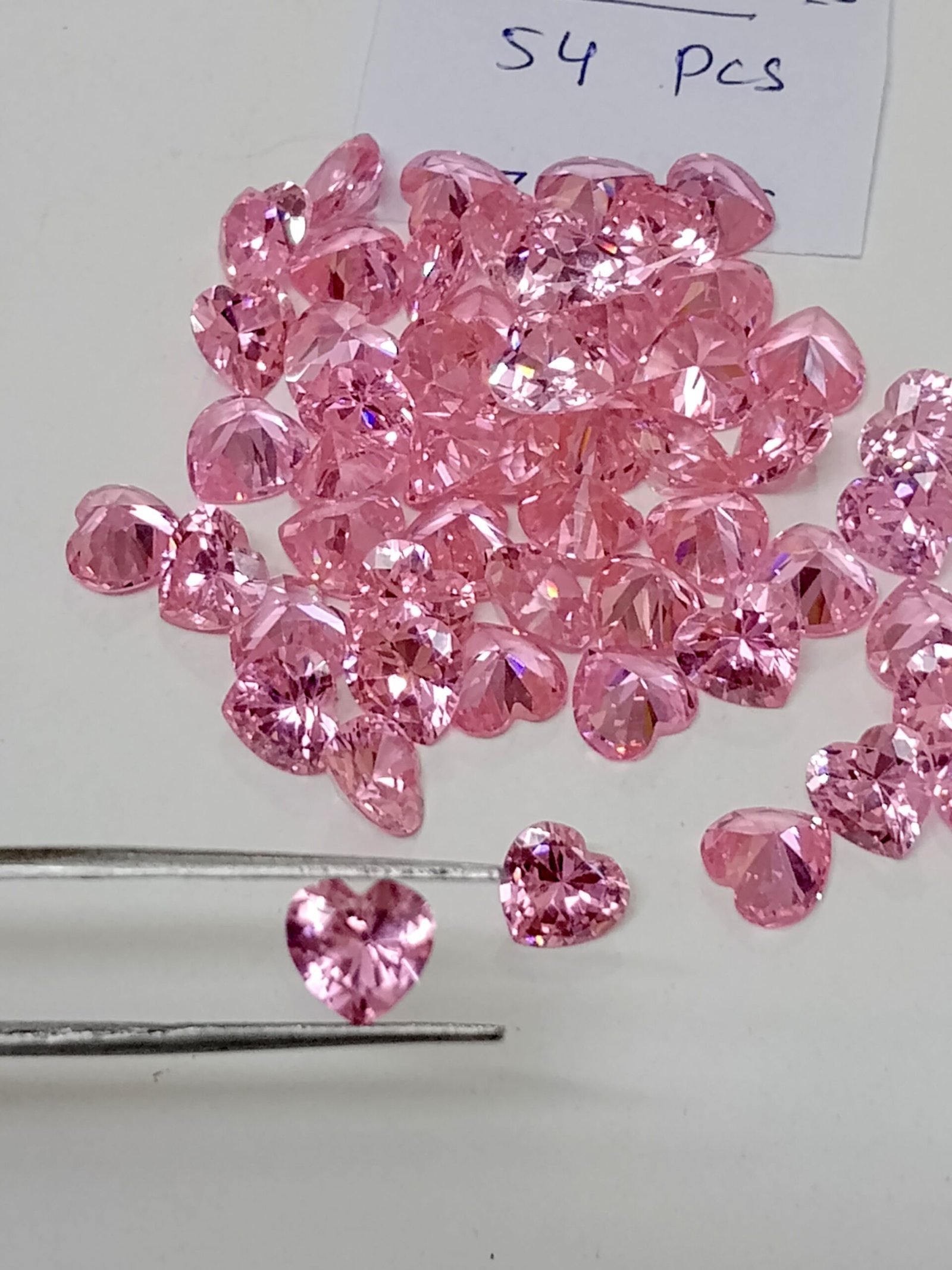 Pink Heart Cut Synthetic CZ Gemstones 163.50 Cts 54 Pcs - Image 18