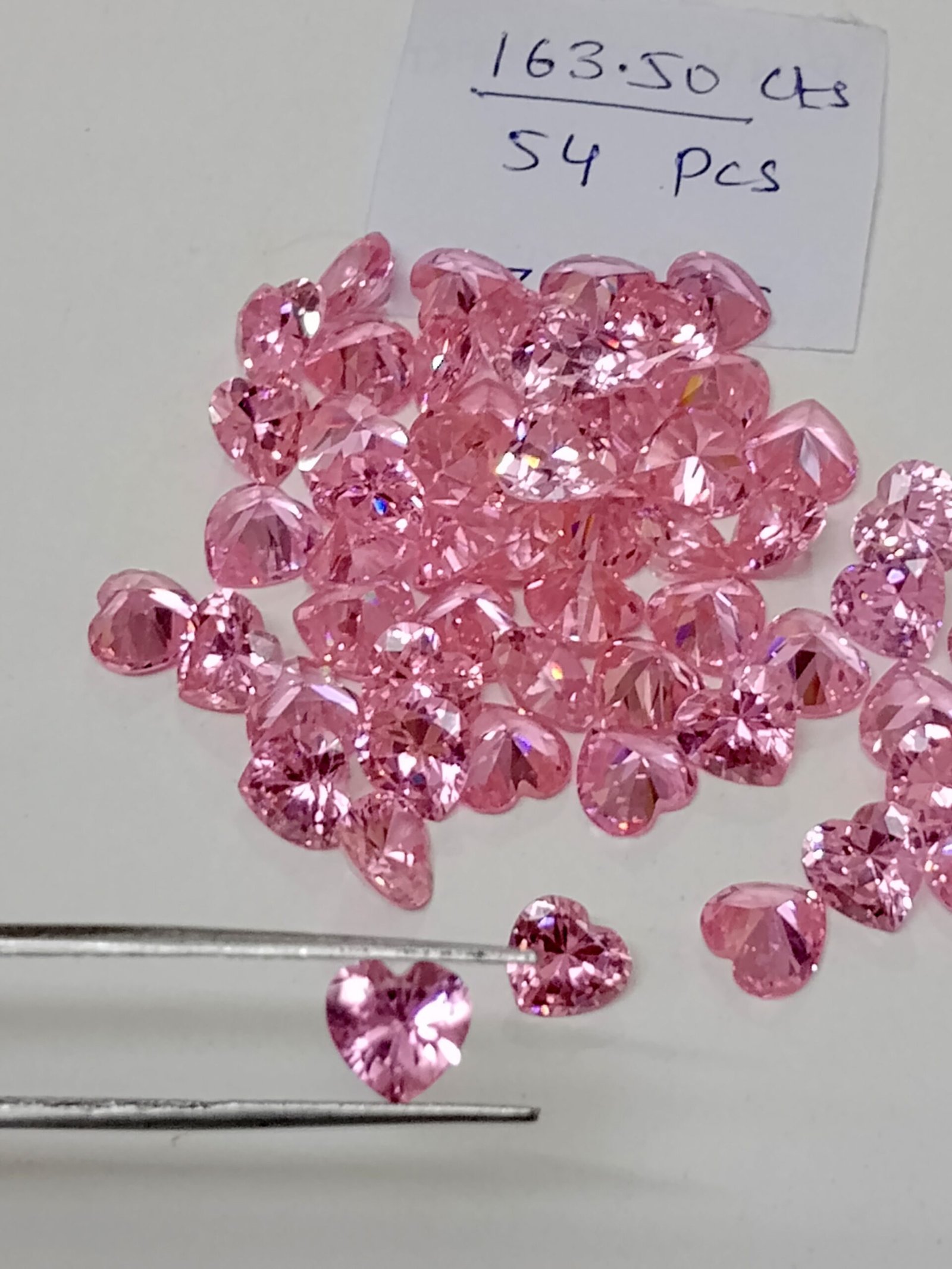 Pink Heart Cut CZ Gemstones