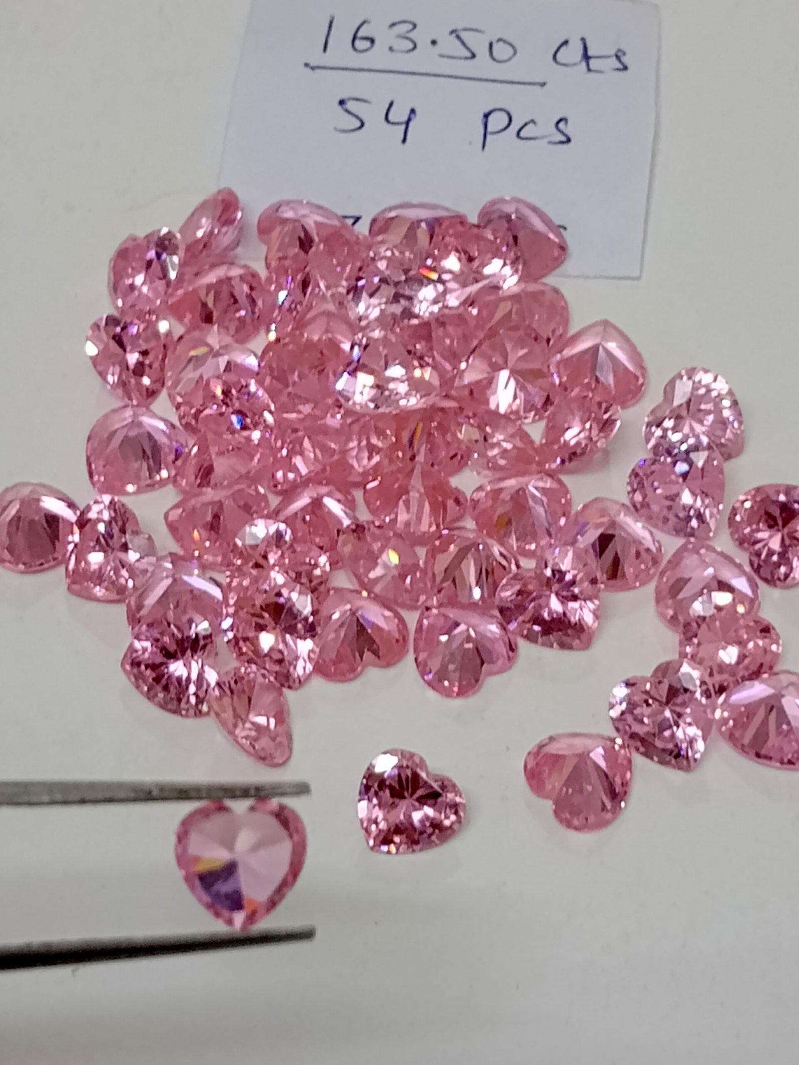 Pink Heart Cut Synthetic CZ Gemstones 163.50 Cts 54 Pcs - Image 12
