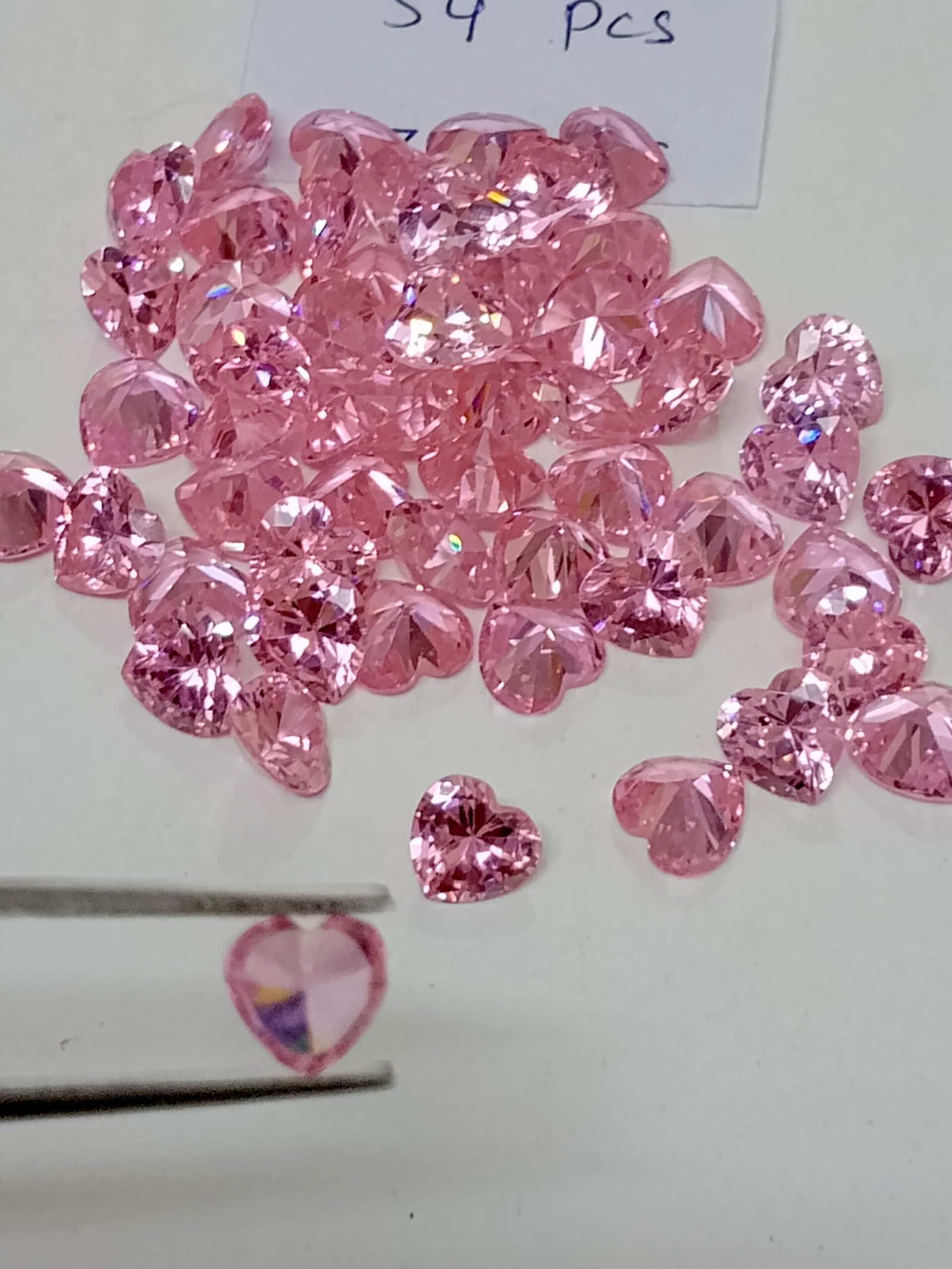 Pink Heart Cut Synthetic CZ Gemstones 163.50 Cts 54 Pcs - Image 19