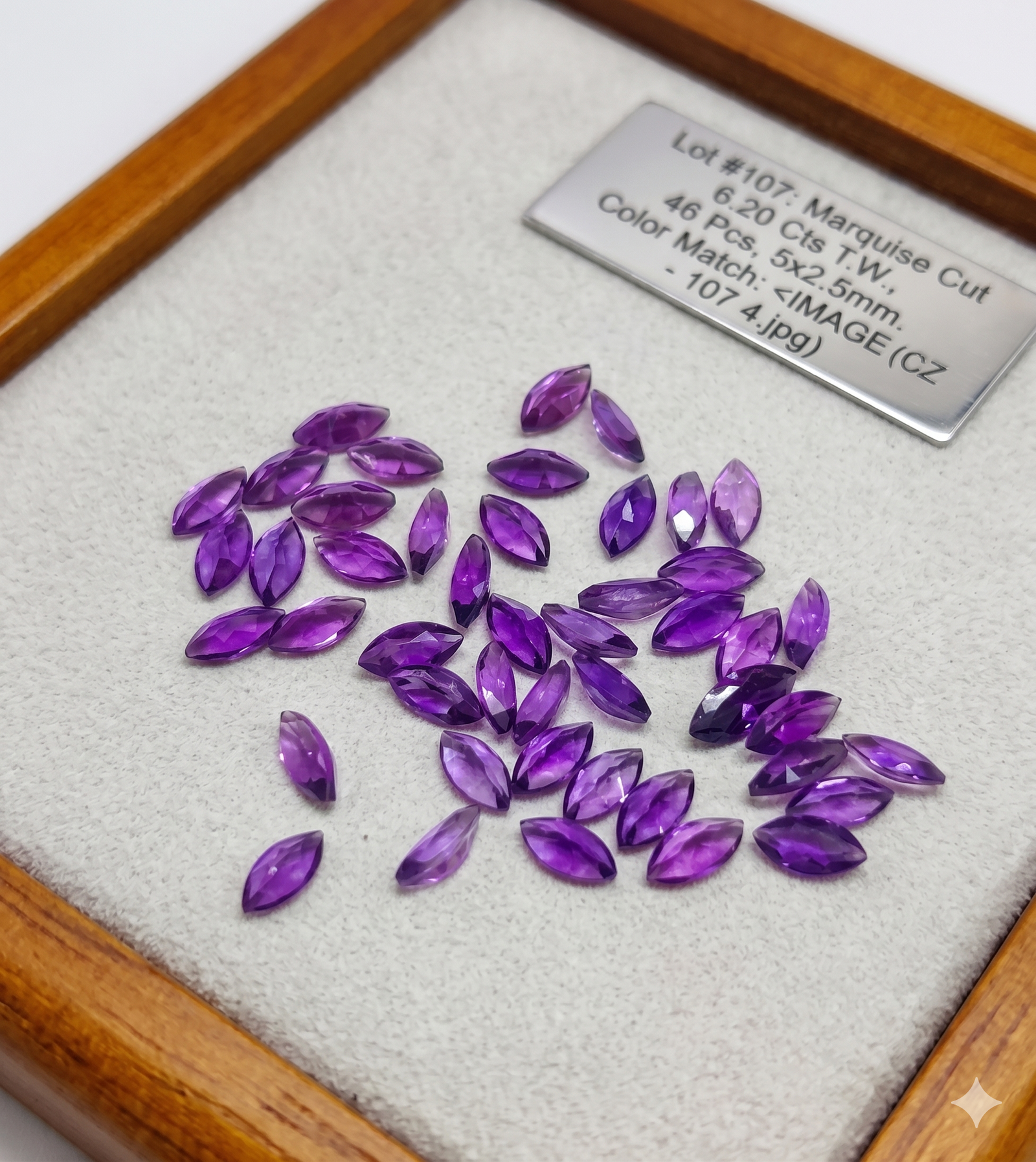 Purple Synthetic CZ Stones 6.20 Cts 46 Pcs Marquise Cut 5x2.5 mm - Image 2