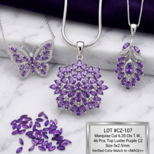 Purple Synthetic CZ Stones 6.20 Cts 46 Pcs Marquise Cut 5x2.5 mm
