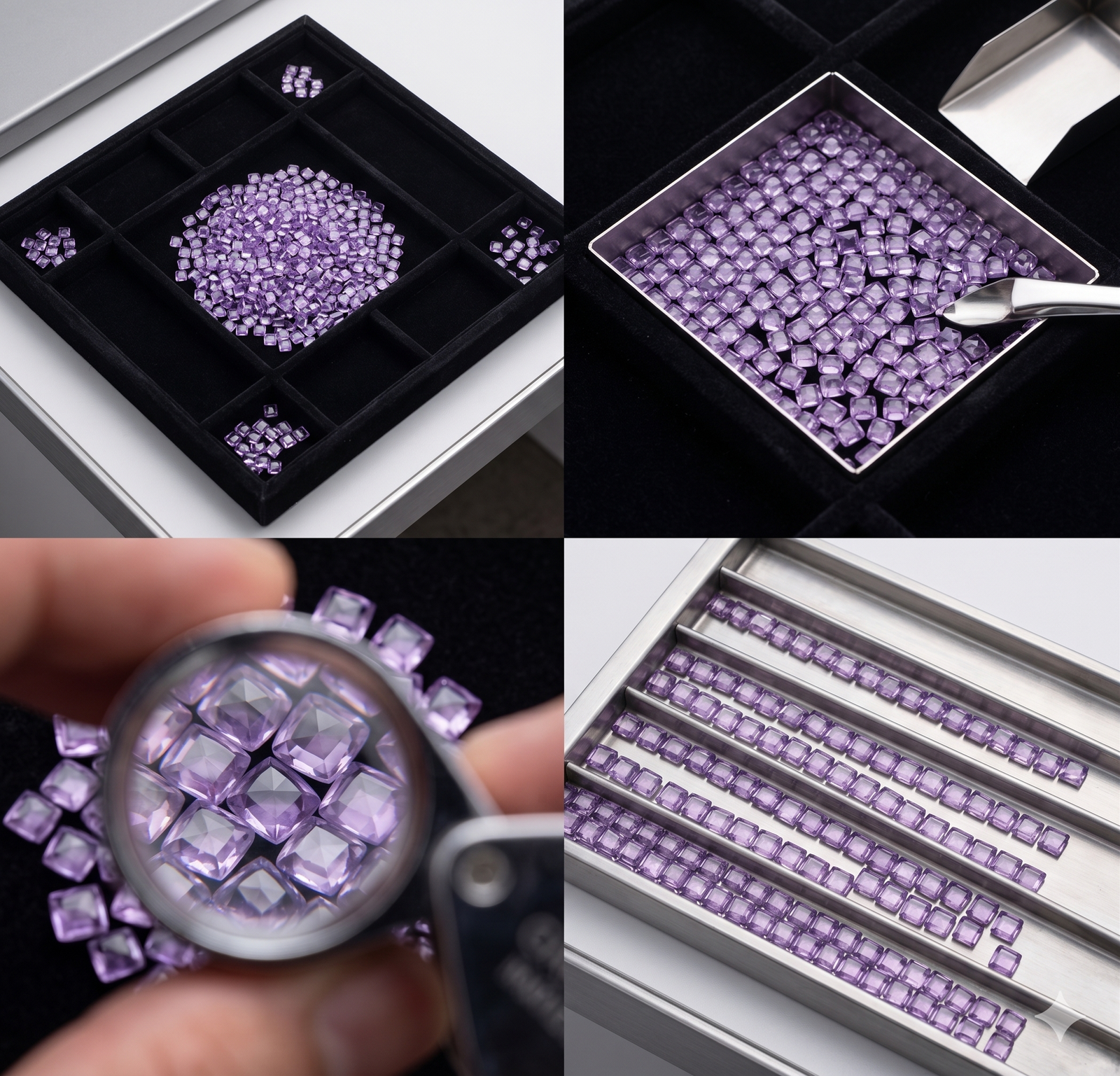 Purple Synthetic CZ Stones Princess Cut 16.00 Cts 51 Pcs 3.5 MM - Image 4