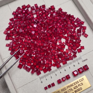 Red Princess Cut Cubic Zirconia Gemstones