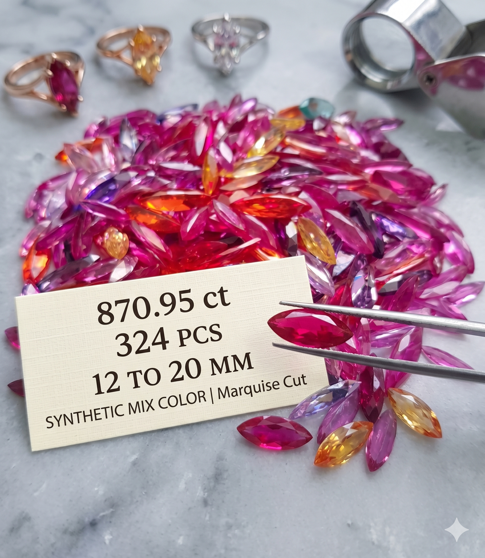 Multi Color Marquise Synthetic Gemstones Wholesale Lot 870.95 Cts 324 Pcs,12-20mm - Image 10