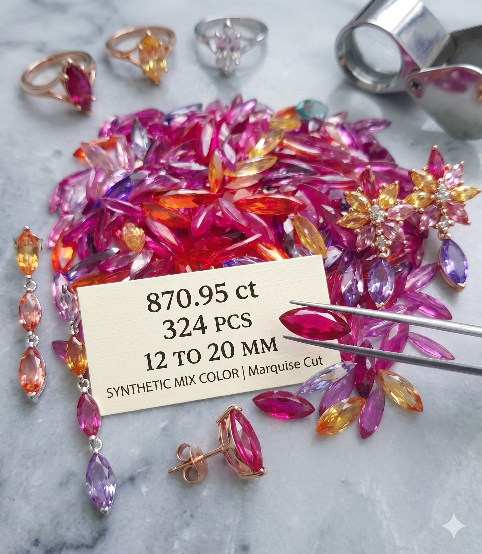 Multi Color Marquise Synthetic Gemstones Wholesale Lot 870.95 Cts 324 Pcs,12-20mm - Image 5