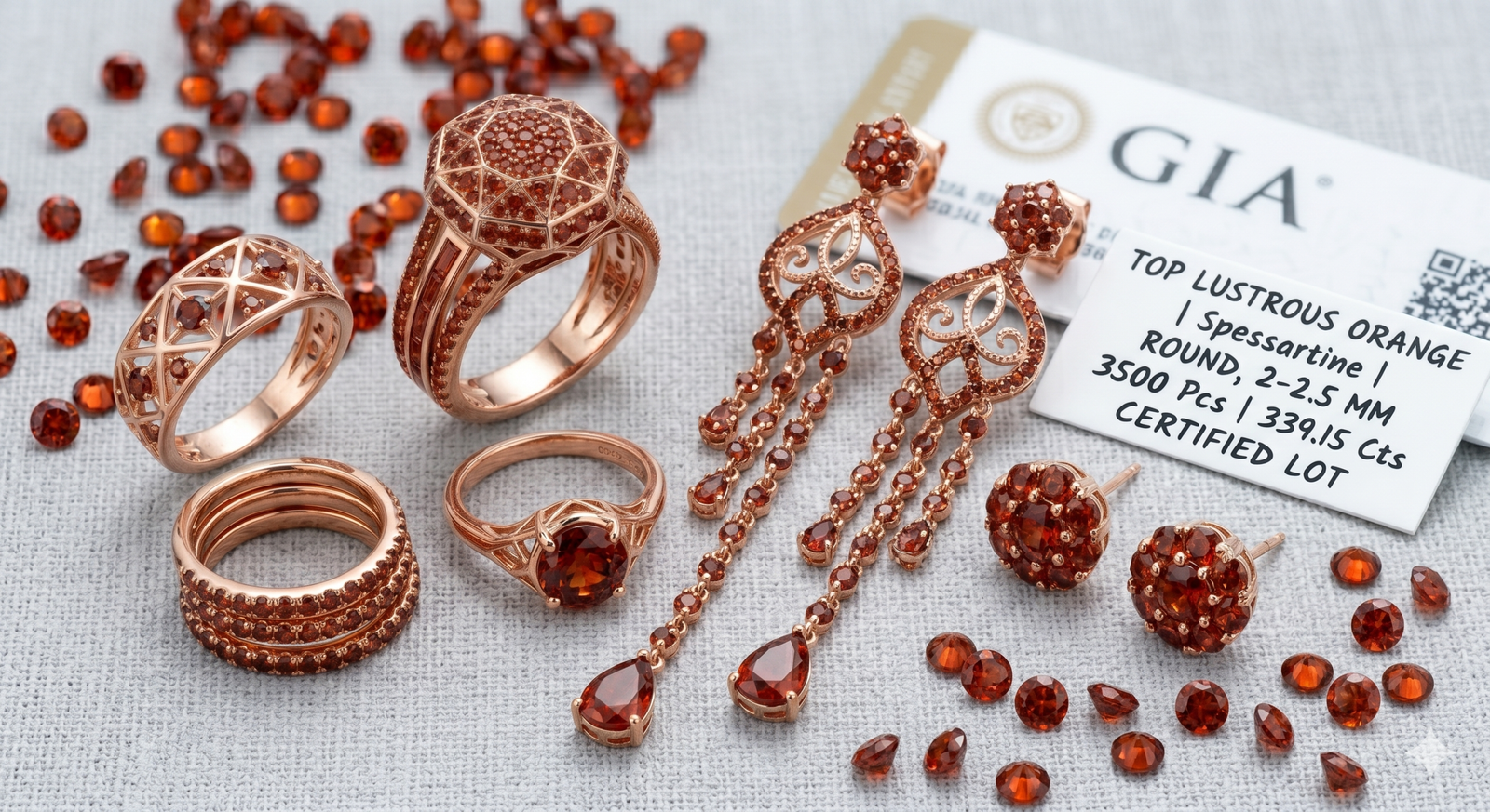 Top Lustrous Orange Cubic Zirconia Round Gemstones 339.15 Cts 3500 Pcs 2-2.5mm - Image 3