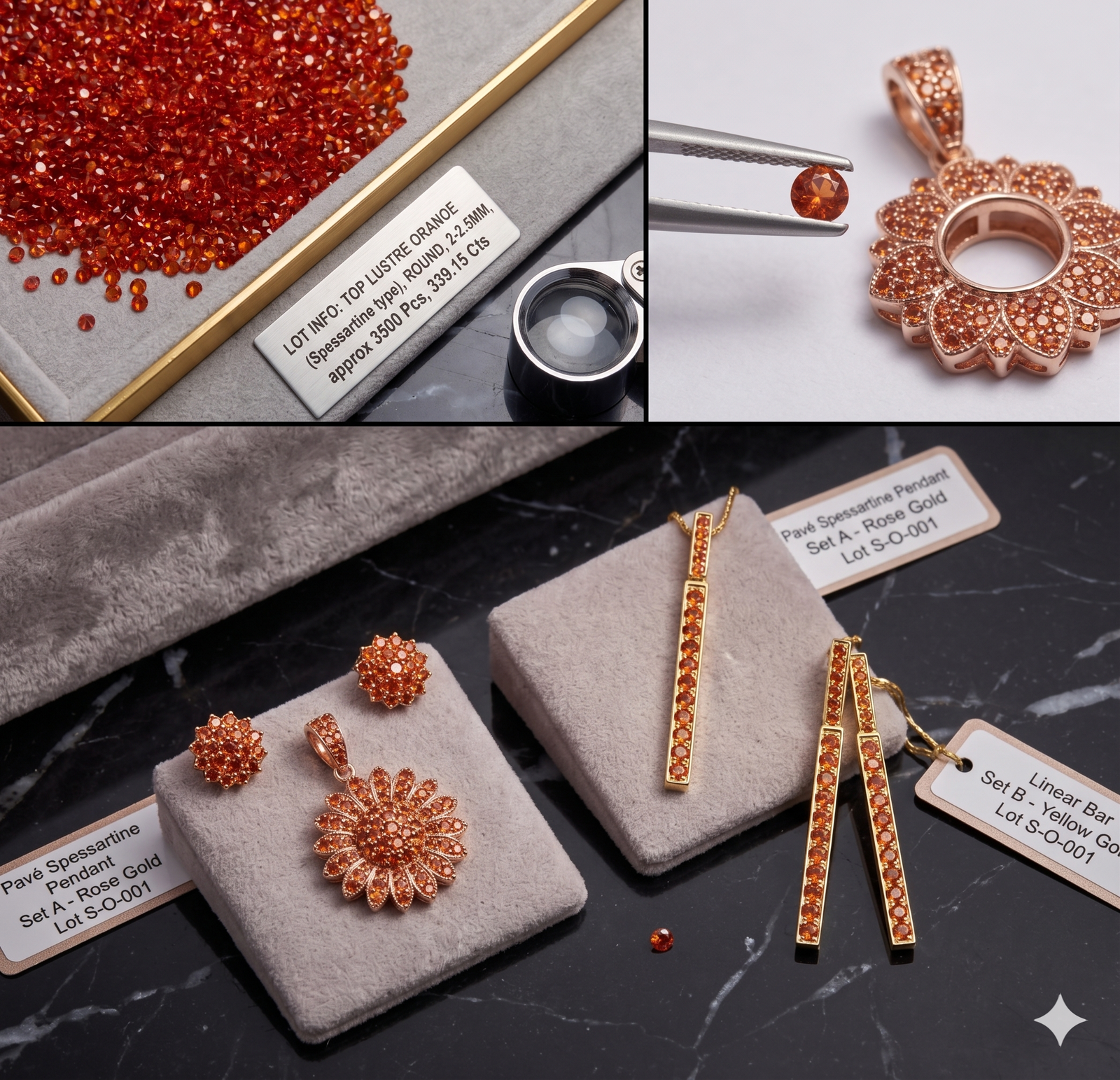 Top Lustrous Orange Cubic Zirconia Round Gemstones 339.15 Cts 3500 Pcs 2-2.5mm - Image 4