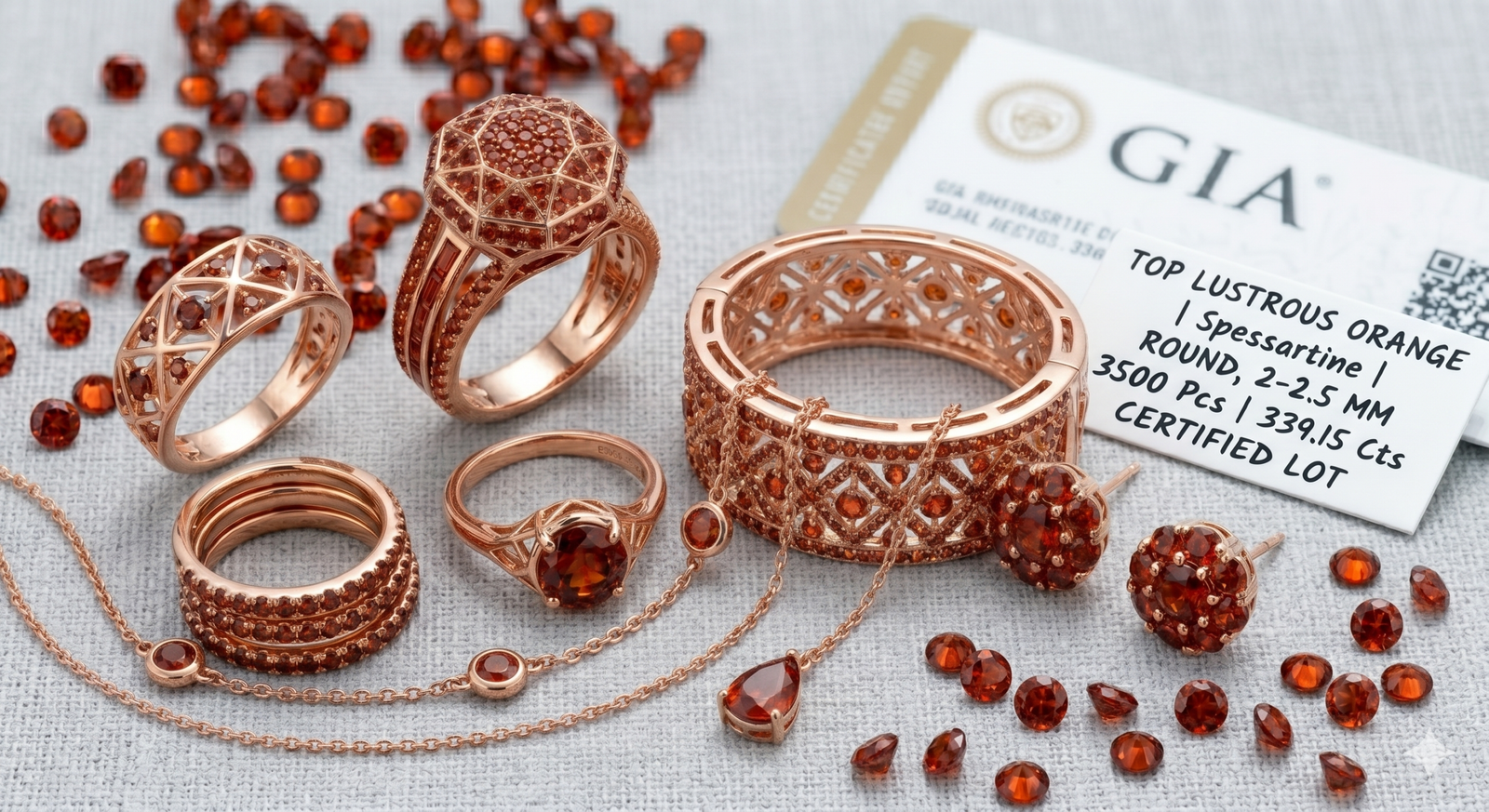 Top Lustrous Orange Cubic Zirconia Round Gemstones 339.15 Cts 3500 Pcs 2-2.5mm - Image 5